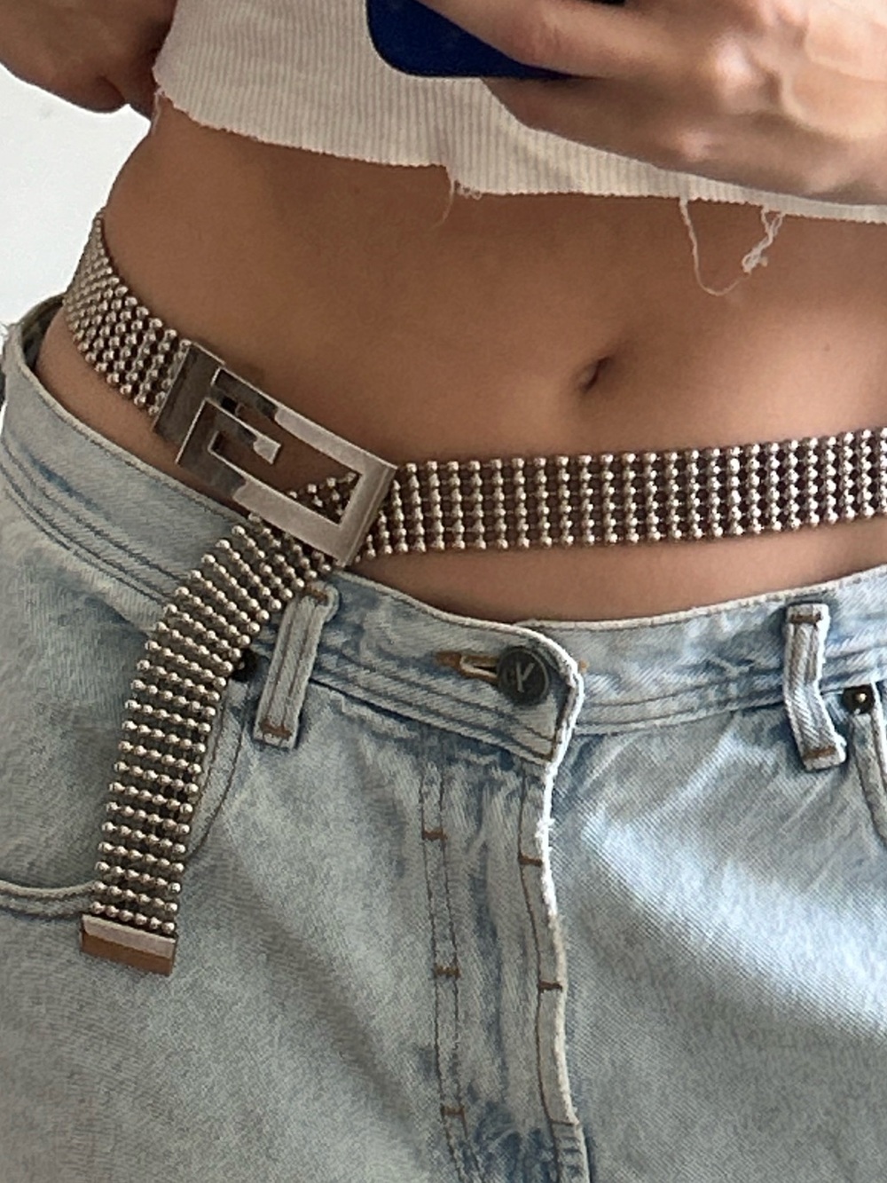 VINTAGE silver G chain belt